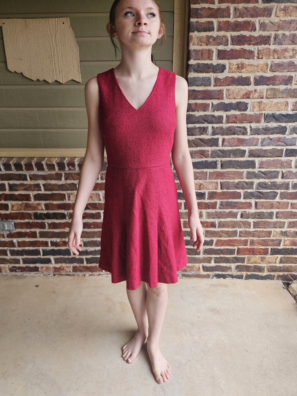 Tommy Hilfiger Raspberry Pink V-Neck Sleeveless Skater Dress